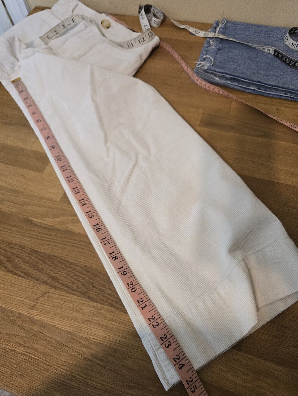Maeve Anthropologie Colette Crop Pants Corduroy Wide Leg Trousers Cream 27 - Picture 11 of 12